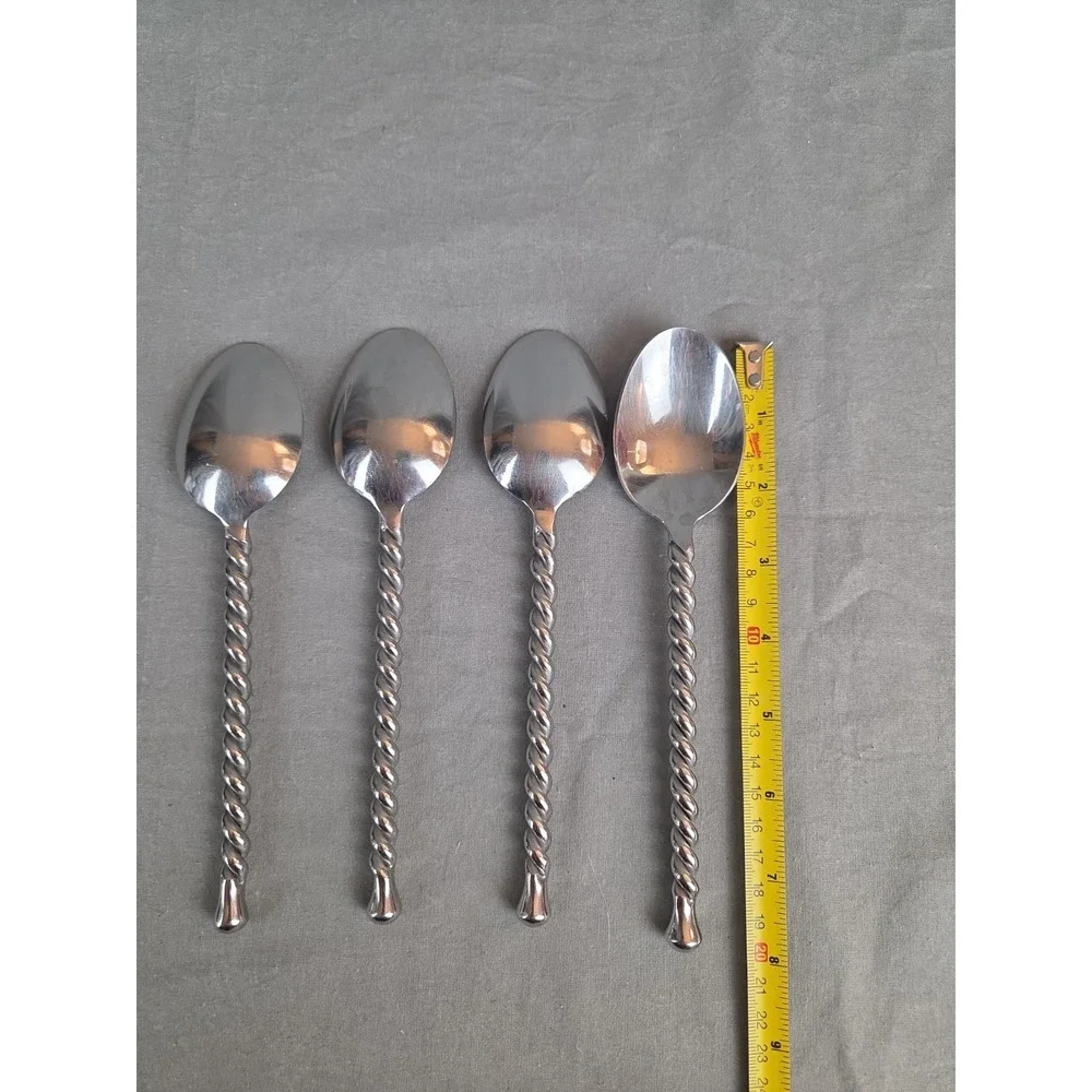 Gourmet Settings SILVER TEAR Twist 18/10 Stainless Steel Flatware 4  Spoons